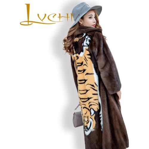 LVCHI Winter Women Coat Collection Grade Russia Imported Velvet Mink Fur Coat Denmark Fashion Young Women Prom Medium Club Coats