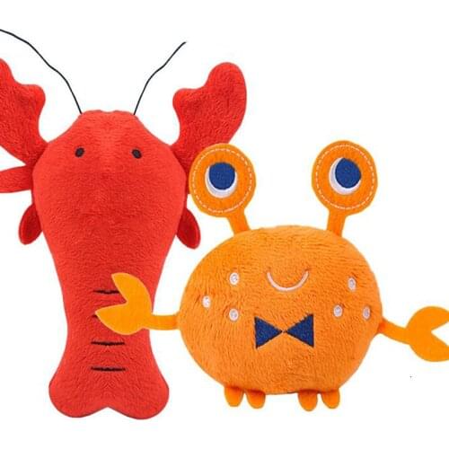 Soft Plush Dog Toys Cartoon Lobster Crab Dog Squeaky Toys Interactive Pet Puppy Toys For Small Dogs
