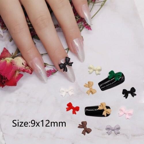 10/30Pcs 9x12mm Bowknots Resin Nail Art Decoration White Rhinestones 3D Cute Bow Ties DIY Manicure Design Fashion Accessories
