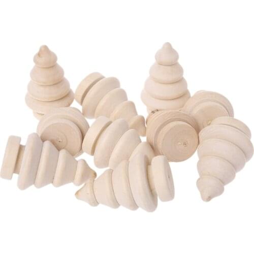 10Pcs Unfinished DIY Wood Peg Doll Christmas Tree Wedding Party Decoration Craft