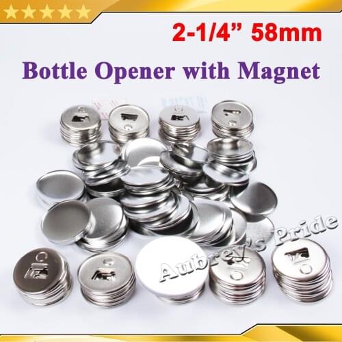 2-1/4" 58mm 100 Sets Bottle Opener with Magnet Nickle Badge Button Supply Materials for NEW Professional Badge Button Maker