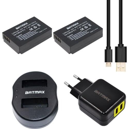 2Pack LP-E12 LP E12 LPE12 batteries&Dual USB Charger&EU/US AC Power Plug Adapter for Canon Rebel SL1, EOS-M, EOS M2, EOS M10