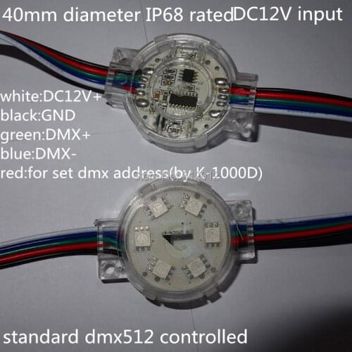 20pcs DC12V 50mm DMX512 Parallel led pixel module;IP68 rated;1.44W