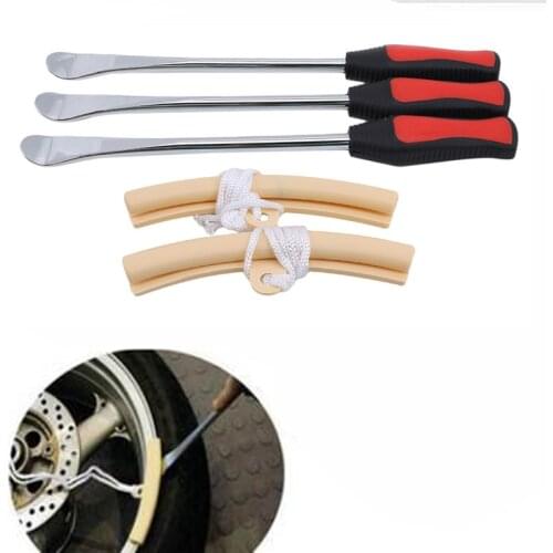 5pcs Tire Change Tool Set Tire Disassembly Assembly Set Kit Tire Spoon Lever Tools Rim Protector Sheaths For Motorcycle Car