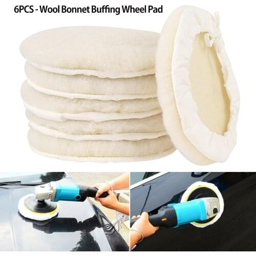 6pcs 7 inch Wool Like Polishing Pad Auto Bonnet Buffer Polisher Pads Buffing Wheel Disc Car Cleaning Maintenance Accessories