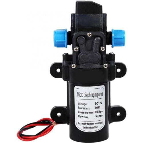 60W DC 12V High Pressure Water Pump 5L/min Self Priming Micro Diaphragm Pump Automatic Switch Car Vehicle Cleaning Pump 115PSI
