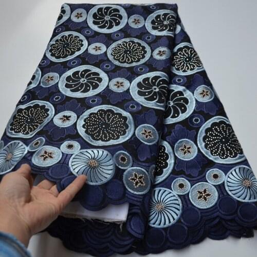 8 colors (5yards/pc) high quality navy blue African Swiss voile lace fabric with embroidery and stones for elegant dress CLP225
