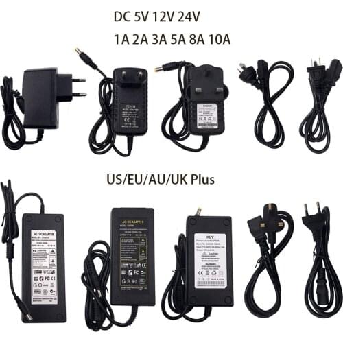 EU/US/UK/AU Power Supply Adapter Transformer AC 100-240V to DC 5V 12V 24V 1A 2A 3A 4A 5A 6A 10A LED Strip Light driver Converter