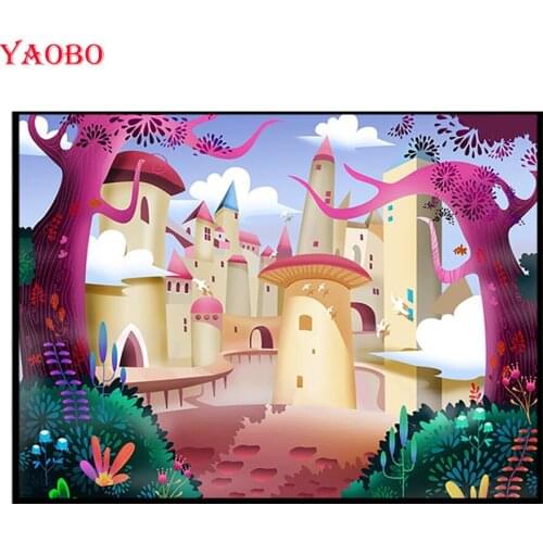 Yao bo Diamond Painting Full Square 5D Cartoon castle Full Kits Diamond Embroidery Sale DIY Needlework Nursery Wall Art Decor