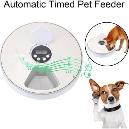 Automatic Pet Feeder Electric Dry Wet Food Dispenser Round Timing Feeder 6 Meals 6 Grids Pet Food Feed Tool With Voice Recorder