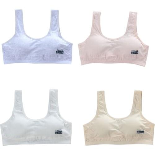 Teen Girls Seamless Sports Training Bra with Removable Pad Letters Printed Back Hook Clasp Closure Bralette Underwear H055