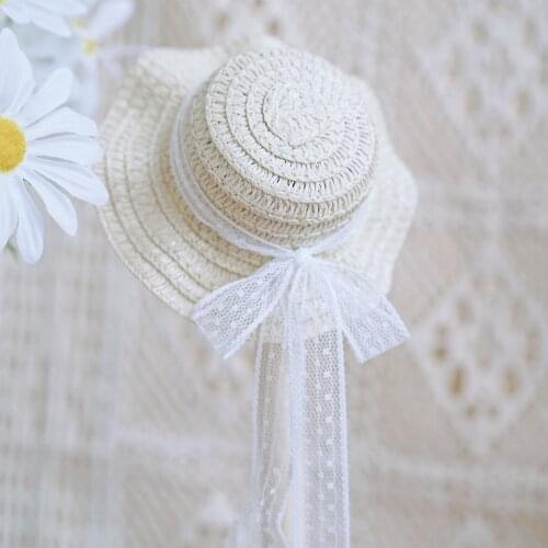BJD Doll hat 3\4\6\8 Mint Cloth OB11 20cm Salon Weave Straw Hat Bow ribbon hat Doll Accessories