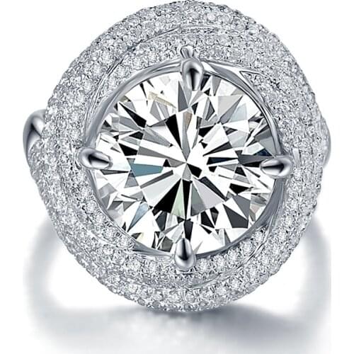 Sparkle 2CT 8.0MM Round Cut G-H C&C Moissanite Ring 925 Sterling Silver Ring White Gold Color Bridal Jewelry Best Gift for
