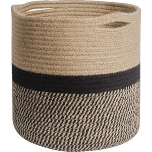 25cm*25cm Big Flowerpot Potted Plant Storage Flower Basket Cotton Rope Dirty Clothes Hamper Snack Basket Flower Basket