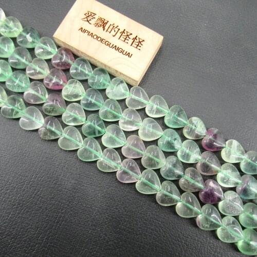 APDGG 12MM Natural Green Fluorite Smooth Heart Gemstone Loose Beads 16" Strand Jewelry Making DIY