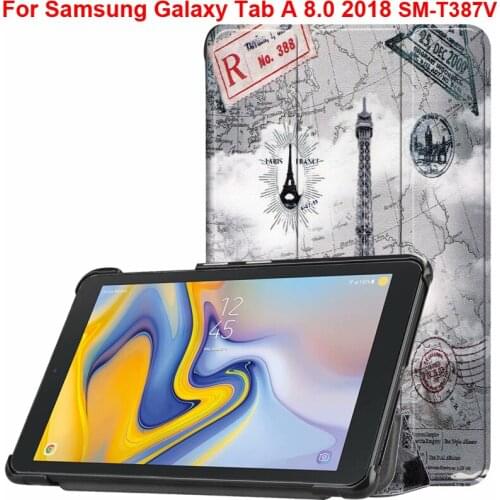 For Samsung Galaxy Tab A 8.0 2018 Case Fashion Protector TabA 8 SM-T387V 8.0" Cover Casing With Cute Butterfly Tower Painting