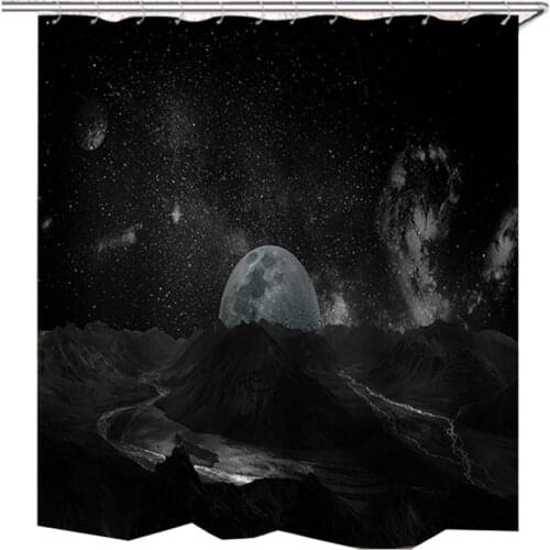 Black Curtains For Bathroom Starry Sky Moon Bathtub Curtain For Bath