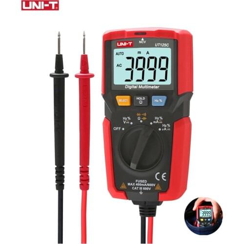 UNI-T UT125C Digital Pocket Multimeter DMM Electrical Meter NCV Test AC DC Voltage Current Resistor Capacitor Tester Multimetro