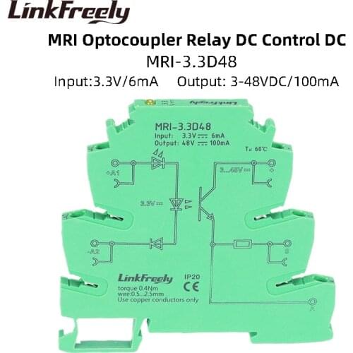MRI-3.3D48 Input 3.3V DC Output 3-48V DC Photoelectrical Coupler Interface Relay Module Optocoupler Isolating PLC Relay Board