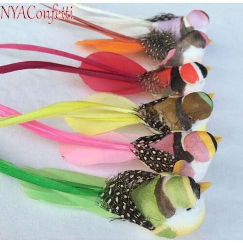 NYAC,12PCS,12*3*3.5CM 6Colors Mini Decorative Foam Feather Artificial Craft Birds With Clip/Magnet/Foot,DIY For Home Decor,Party