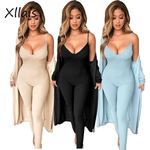 XLLAIS Rib Cotton Material Khaki Jumpsuits Women Sexy Sleeveless Bodycon Slim Tight Rompers Lady Good Stretchy Black Overalls