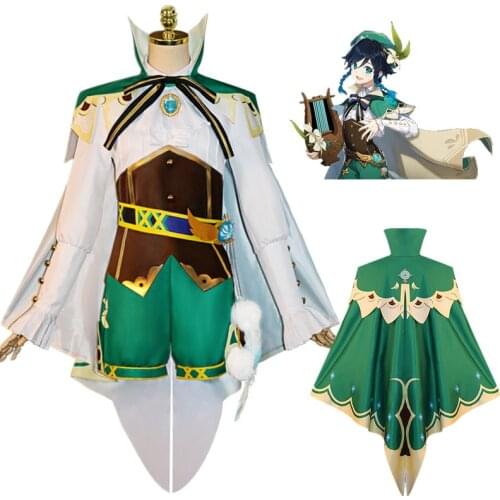 Game Genshin Impact Barbatos Venti Cosplay Costumes Set Top Shorts Cloak Socks Accessories Wig Suit Girls Women Prop