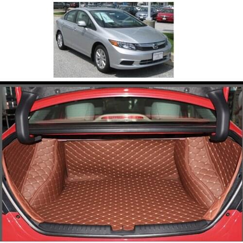 Leather Car Trunk Mat Cargo Liner for Honda Civic 2011 2012 2013 2014 2015 9th 5d Rug Carpet Interior Accessories