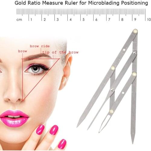 Stainless Steel Eyebrow Makeup Ruler Foldable Eyebrow Positioning Measurement Ruler Microblading Permanent Makeup Tools