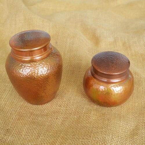 Handmade Pure Copper Pot Tea Cans Container Retro With Lid Thick Gift