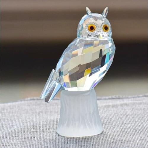 Cute Crystal Owl Wild Animal Figurines Glass Paperweight Table Ornament Home Decoration Xmas Animal Crafts Gift Miniature