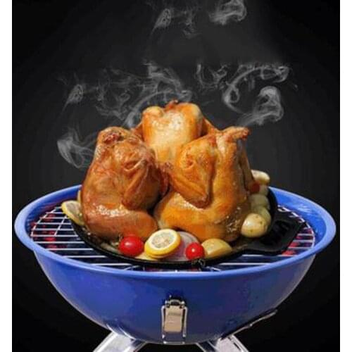 Large capacity outdoor BBQ grills anti-collision multi-function fried meat stove smoke-free household kitchenware with lid