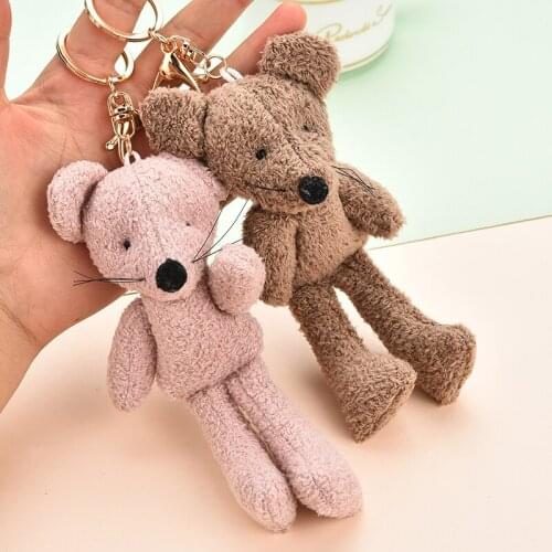 Fashion Plush Keychain Women Mouse Key Chains Bag Charms Car Key Ring Holder Trinket New Year Gift EH009