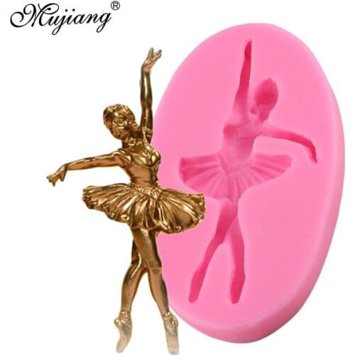 Mujiang Cake Baking Silicone Mold Ballet Girl Fondant Molds DIY Cake Decorating Tools Candy Clay Chocolate Gumpaste Mould