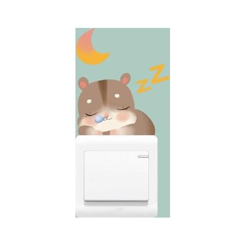 Cartoon Kids Room Bedroom Switch Stickers Creative Creative Self-adhesive Kindergarten Decor Animal Cute Hamster Wallpaper