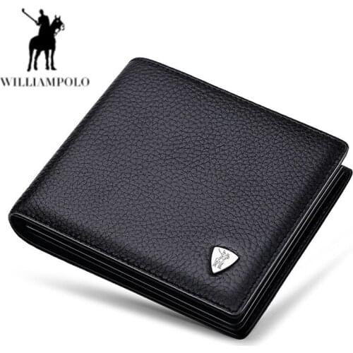 Williampolo mens short wallet mens large-capacity genuine leather purse loose-leaf drivers license holder cartera hombre 213