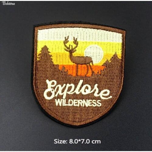 2019 Wilderness Deer Animal Patch Badges iron on for Girls Boys Clothing T-shirt Decoration Embroidered Applique Stickers