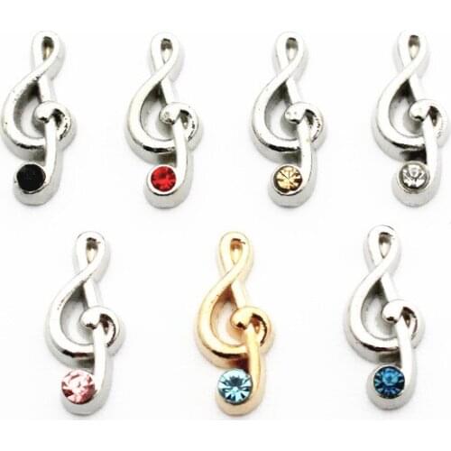 New 10pcs/lot Metal More Colors Note Crystal Floating Charms For Living Glass Memory Lockets Necklace DIY Jewelry