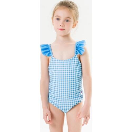 New Baby Girl Swimsuit One Piece Swimwear Classic Style Bodysuit Geometric Swimsuit for Girl Ice-cream Embroidery Bathing Suit