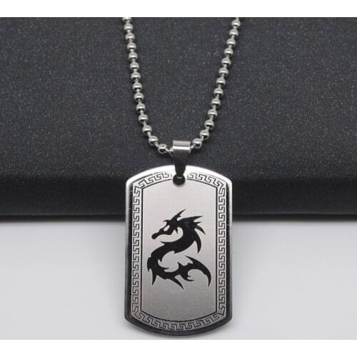 Necklace men Nameplate pendant stainless steel Steampunk dragon necklace friend men necklace chain jewelry on the neck wholesale