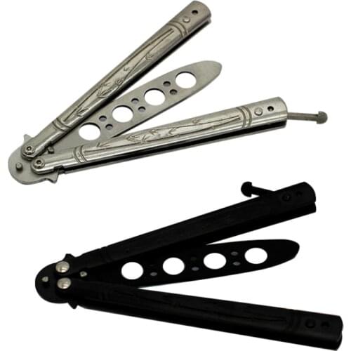 HOT Colorful Stainless Steel Knife Butterfly Training Knife Outdoor Knife Competition Blunt Tool No Blade Balisong Trainer TSLM1