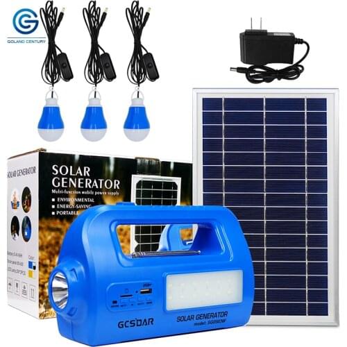 Goland Century SG0503W 8V 8W Portable Solar Lighting Kit Multifunction Home DC Solar Generator System With FM Radio AC Adapter