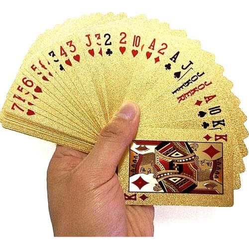 Durable Waterproof Playing Card Game Cards Gold Foil Poker Set Plastic Poker Gift Collection Table Games