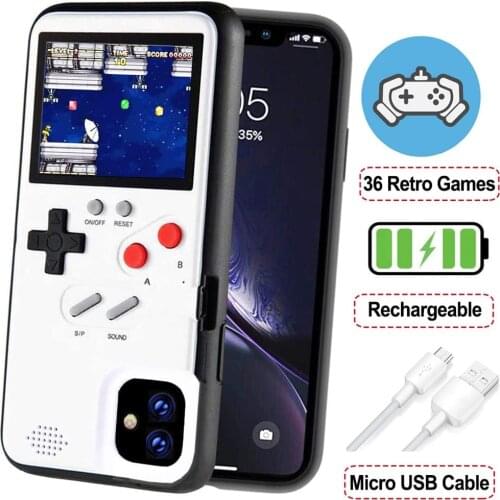Handheld Game Console Phone Case for iPhone 11 Pro Max X XS XR 7 8 Plus SE 2 2020 With 36 Retro Games Full Color Display Gameboy