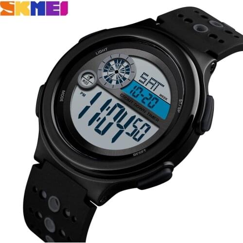 SKMEI 2 Time Sport Watch Men Chrono Stopwatch Wrist Watches For Mens Outdoor Digital Alarm Clock montre homme 1374 Hour