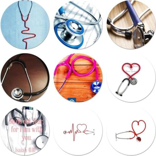 Stethoscope hospital nurse pink Icons Pins Badge Decoration Brooches Metal Badges For Backpack Decoration