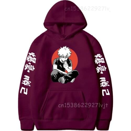 Japan Anime My Hero Academia Hoodies Cartoon Bakugou Katsuki Sweatshirt Women Harajuku Hip Hop Fleece Pullover Cotton Pullovers