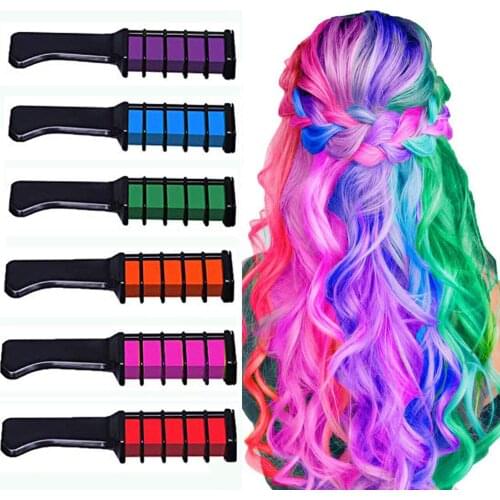 6pc Hair Mascara New Design Crayons for Hair Color Chalk for the Hair Color Temporary Hair Dye Comb 6 colors