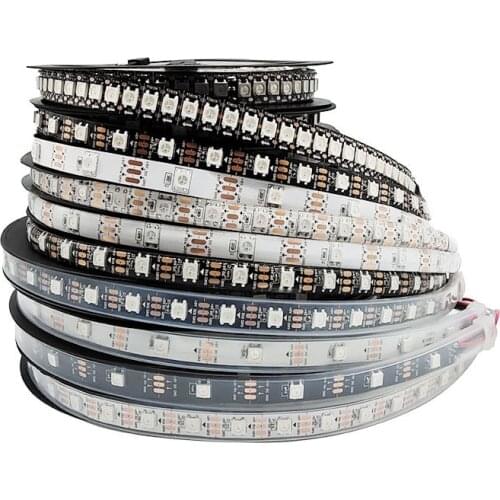 WS2812B Smart RGB Atmosphere Holiday LED Strips WS2812 Individually Addressable LED Lights 30/60/74/96/144Leds Black/White PCB