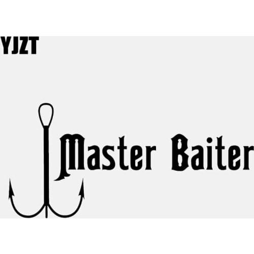 YJZT 16.7CM*7.8CM Master Baiter Vinyl Decal Car Sticker Bass Boat Fishing Funny Pole Rod Black/Silver C24-0624