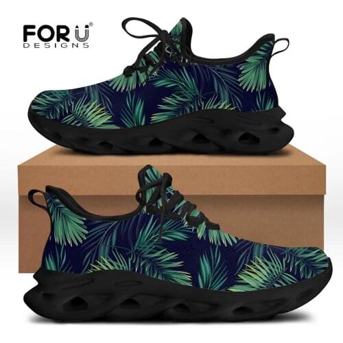 FORUDESIGNS Tropical Hawaii plamtree Pattern Women Casual Shoes Ladies Lace Up Flats Fashion Sneakers Youth Girls Walking Shoes
